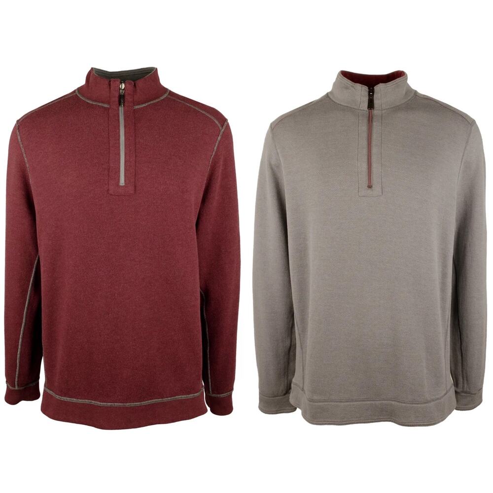 Tommy Bahama Men’s XL Flipshore Zalf Zip Reversible Pullover Long Sleeve Shirt